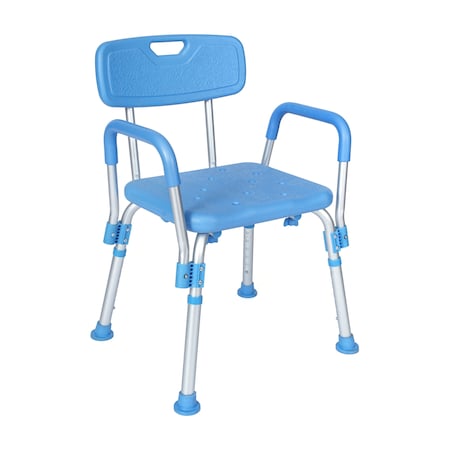 Flash Furniture HERCULES Bath & Shower Chair w/Height-Adjust Frame, Depth-Adjust Back, and 300 lbs. Capacity, Blue DC-HY3520L-BLU-GG